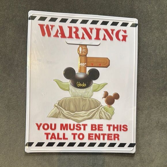 Star Wars Yoda ‘Warning You Must Be This Tall To Enter’ Metal Sign Disney Parks - Picture 1 of 4